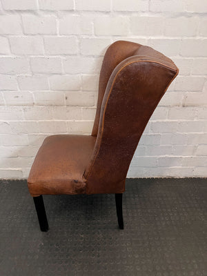 Vintage Brown Leather Dining Chair - some texture damage