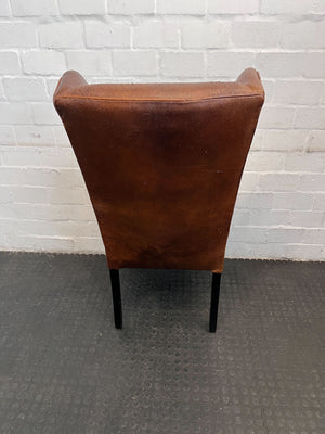 Vintage Brown Leather Dining Chair - some texture damage