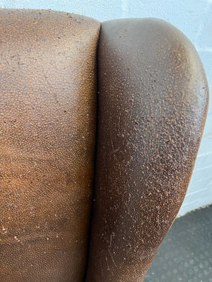 Vintage Brown Leather Dining Chair - some texture damage