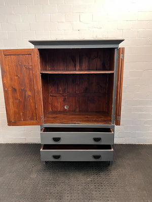 Grey Wooden Wardrobe with Drawers