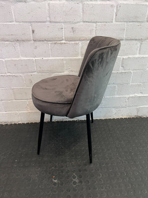 Elegant Grey Velvet @home Accent Chair with Black Legs