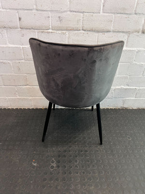 Elegant Grey Velvet @home Accent Chair with Black Legs