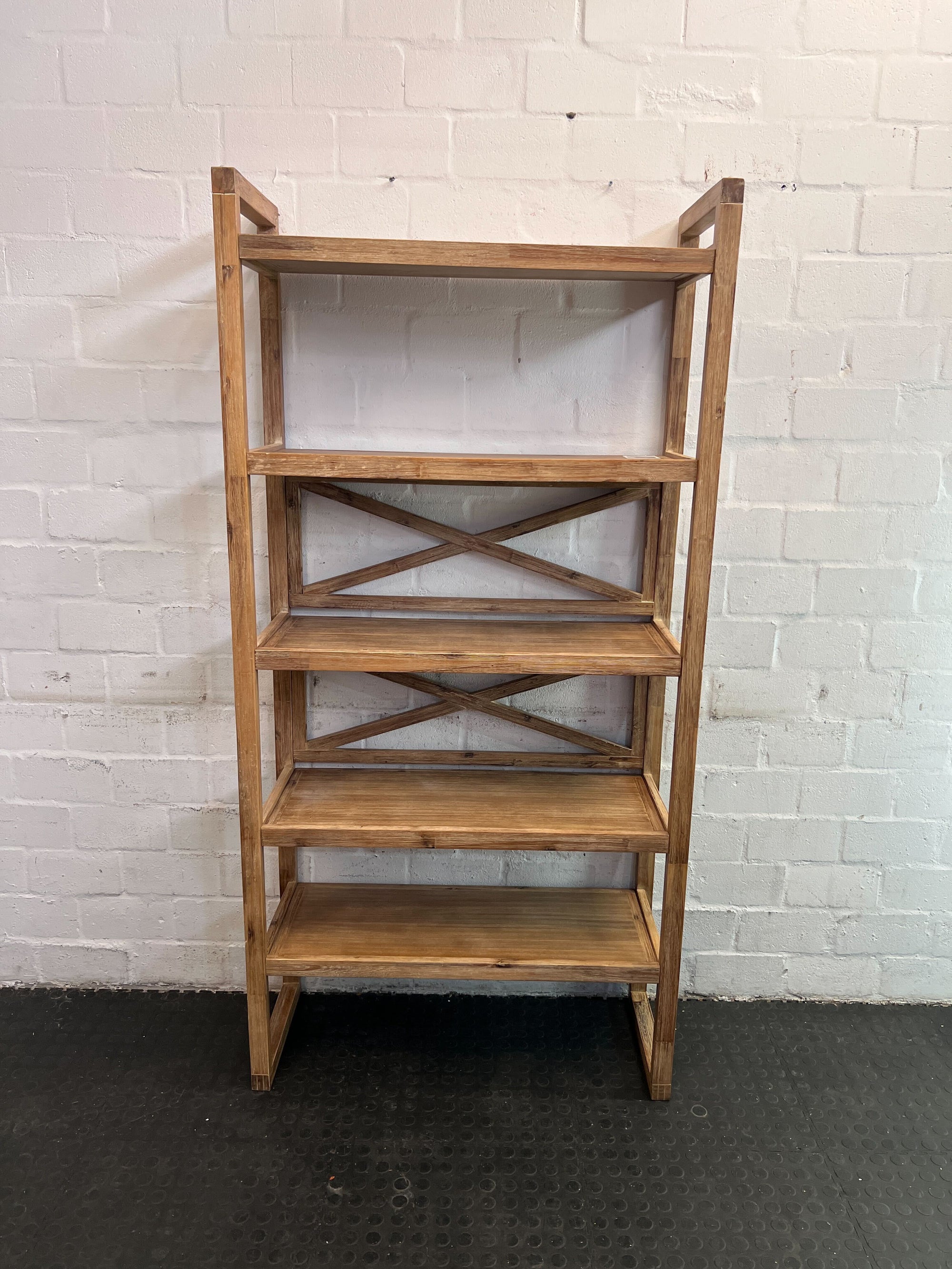 Cielo Rustic Wooden Bookshelf - Oak Finish, 5 Shelves, Industrial Style