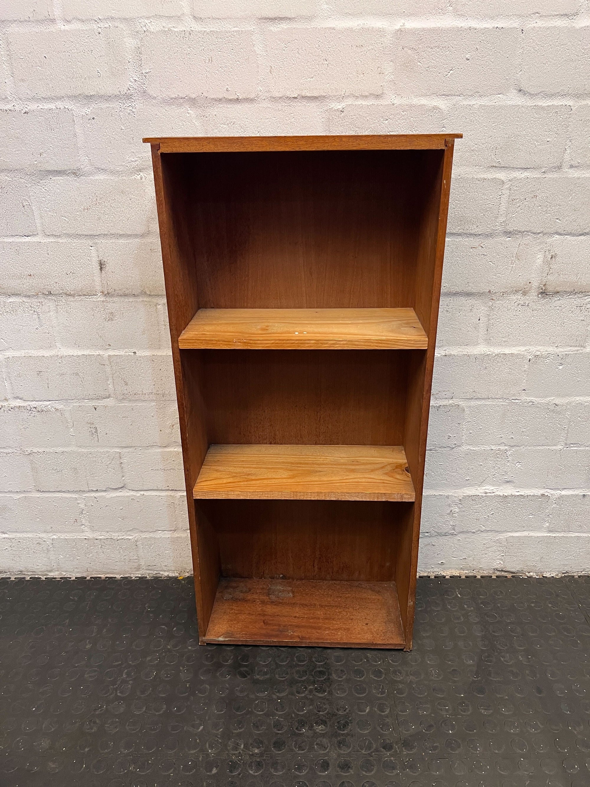 Vintage Wooden Bookshelf - Dark Brown, Solid Wood, Three Shelves