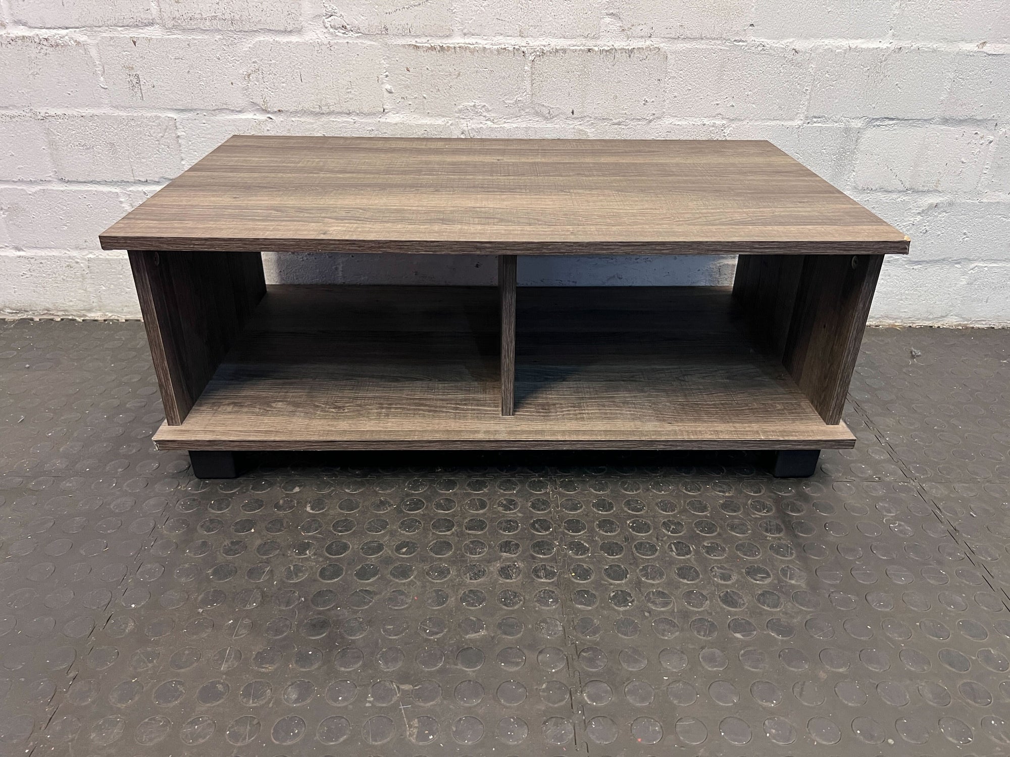 Modern Wooden TV Stand - Brown - Engineered Wood with Open Shelves