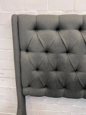 Elegant Gray Tufted Upholstered Headboard - Fabric, Modern Design