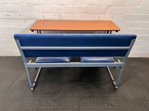 Vintage School Desk - Blue and Wood