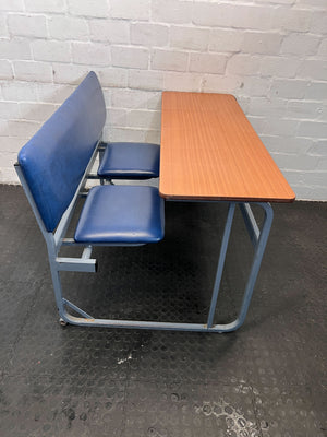 Vintage School Desk - Blue and Wood