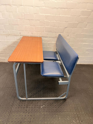 Vintage School Desk - Blue and Wood