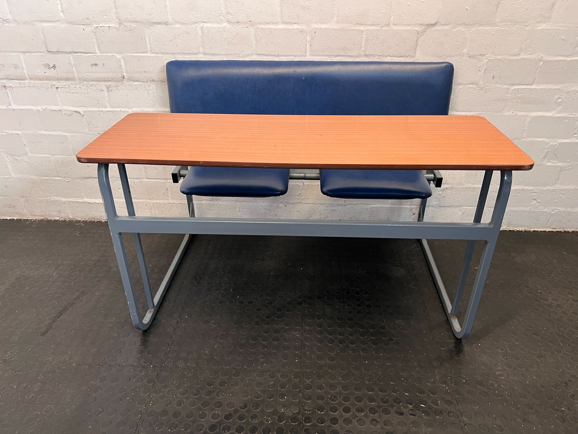 Vintage School Desk - Blue and Wood