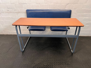 Vintage School Desk - Blue and Wood