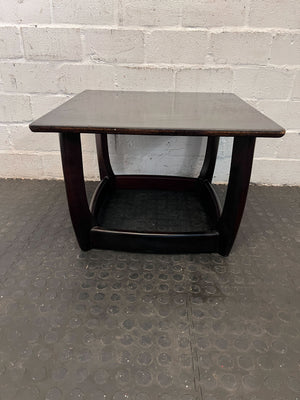 Dark Wood Square Coffee Table - Mid-Century Design