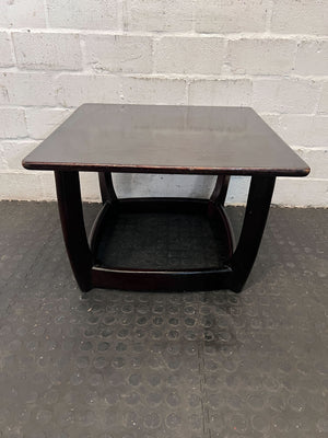 Dark Wood Square Coffee Table - Mid-Century Design