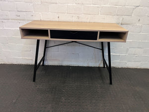 Modern Superwood Oak Writing Desk - Light Wood with Black Legs