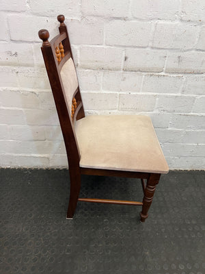 Classic Wooden Dining Chair -  Beige Upholstery - PRICE DROP - 2ndhandwarehouse.com