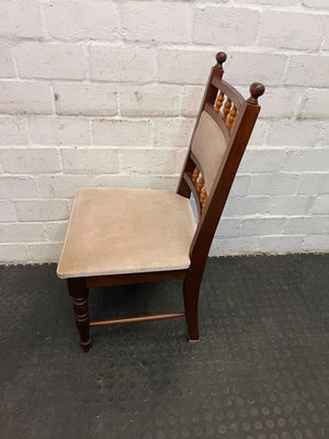 Classic Wooden Dining Chair -  Beige Upholstery - PRICE DROP - 2ndhandwarehouse.com