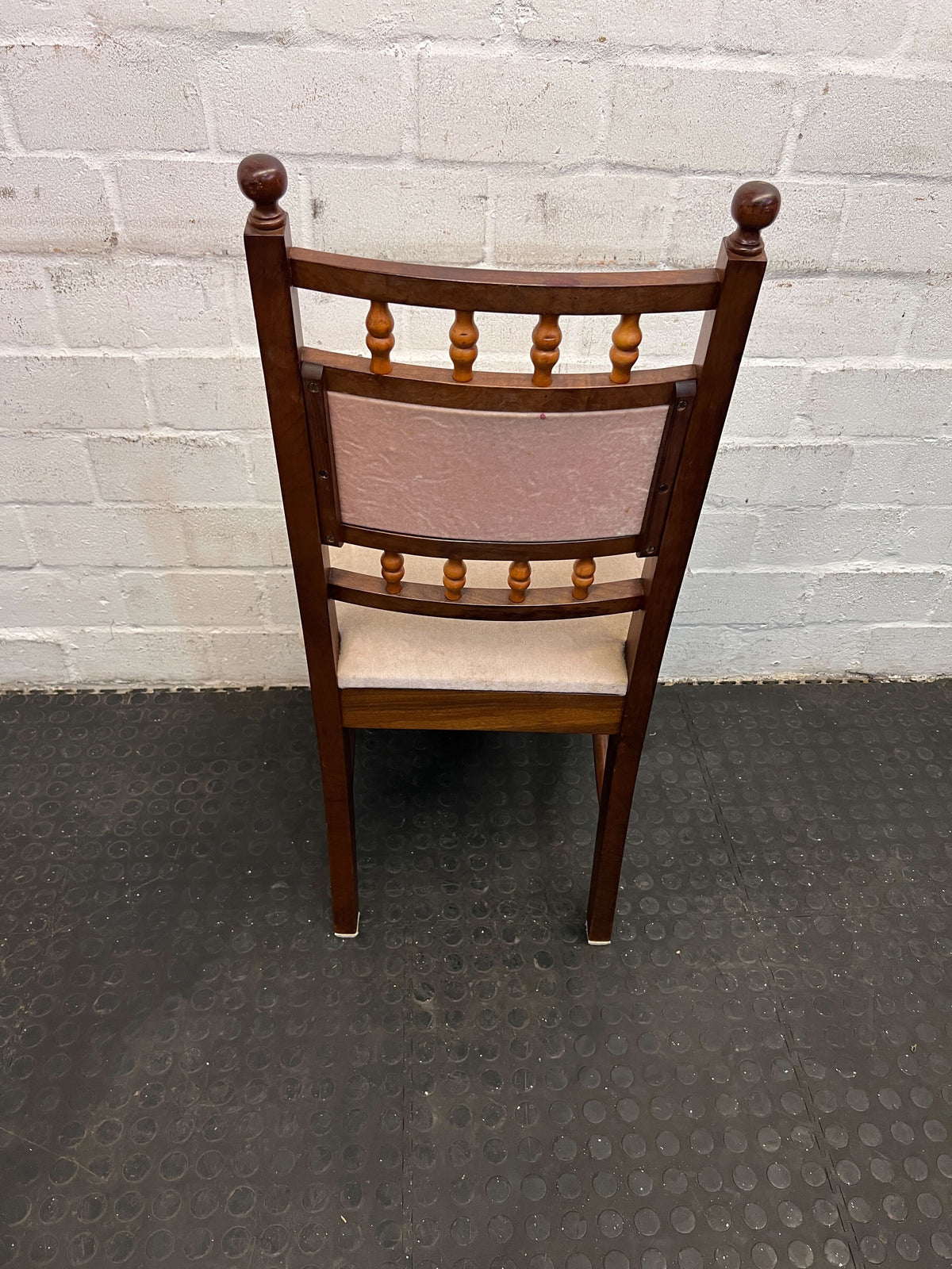 Classic Wooden Dining Chair -  Beige Upholstery - PRICE DROP - 2ndhandwarehouse.com