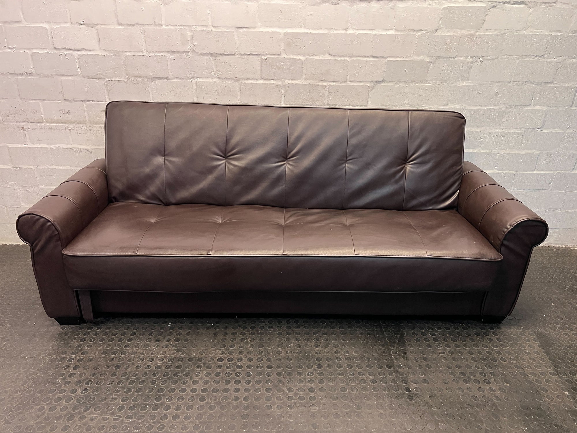 Modern Brown Faux Leather Sofa - Comfortable & Stylish