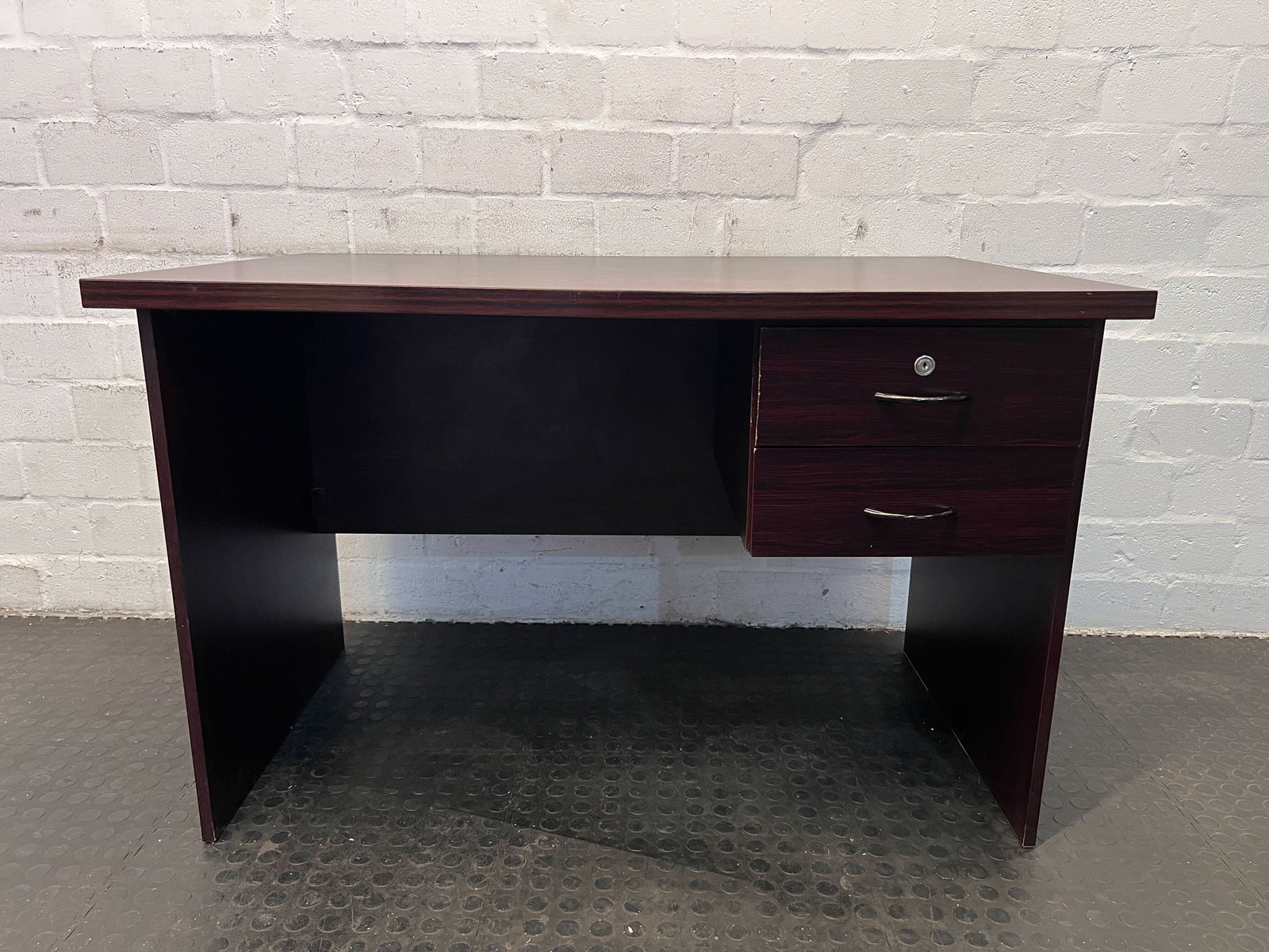 Sturdy Dark Wood Desk with 2 Drawers – Perfect for Home Office