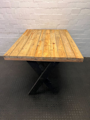 Rustic Wooden Dining Table with Grey Legs – Vintage Style