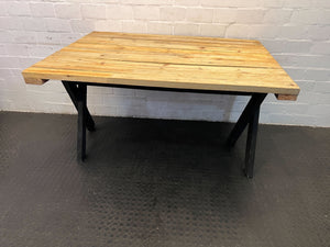 Rustic Wooden Dining Table with Grey Legs – Vintage Style