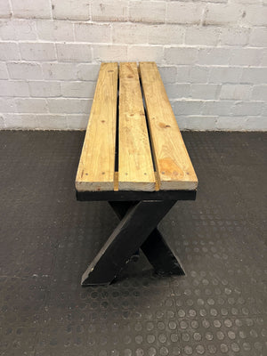 Rustic Wooden Bench with Grey Legss - Refurbished Charm