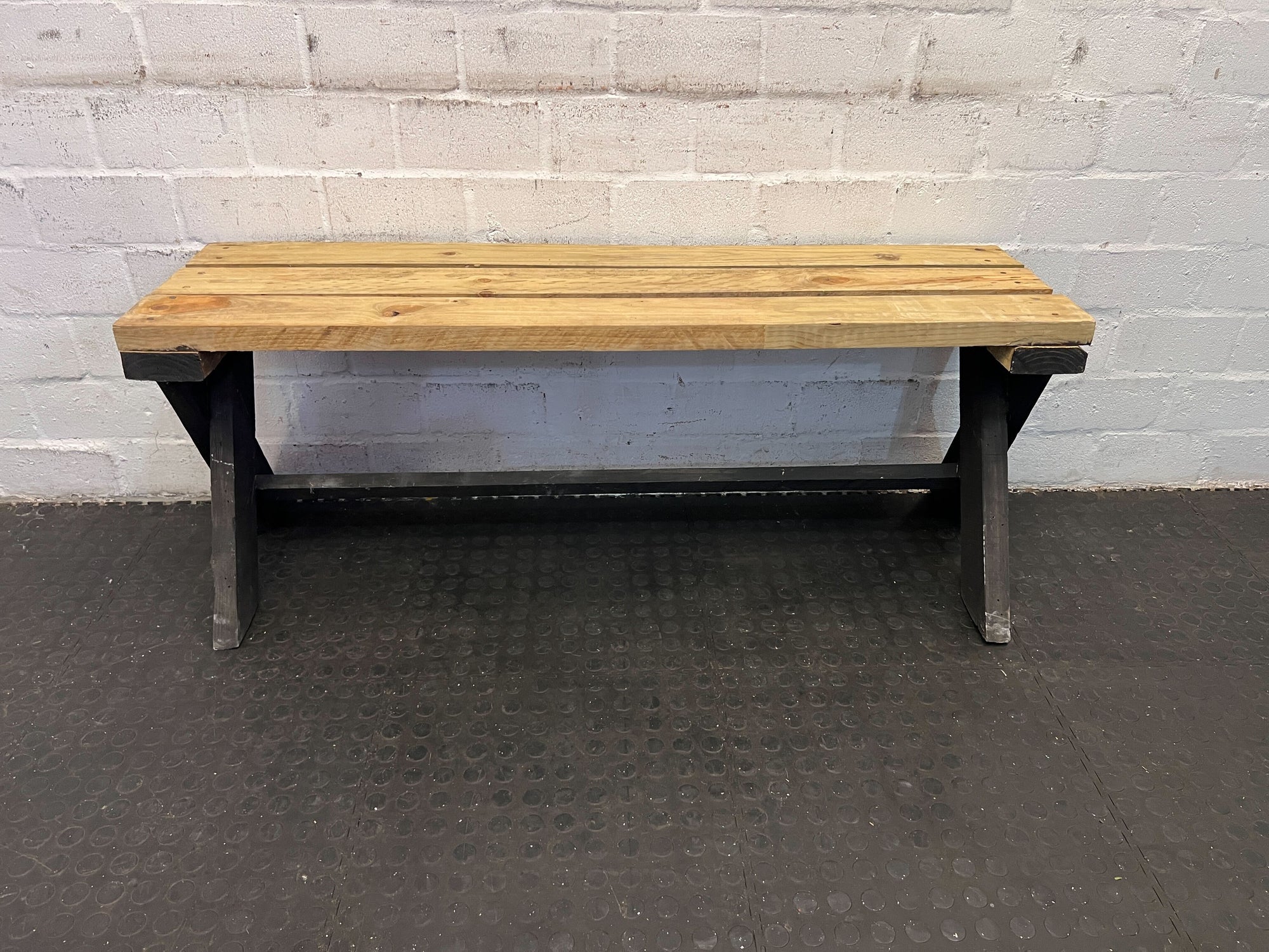 Rustic Wooden Bench with Grey Legss - Refurbished Charm