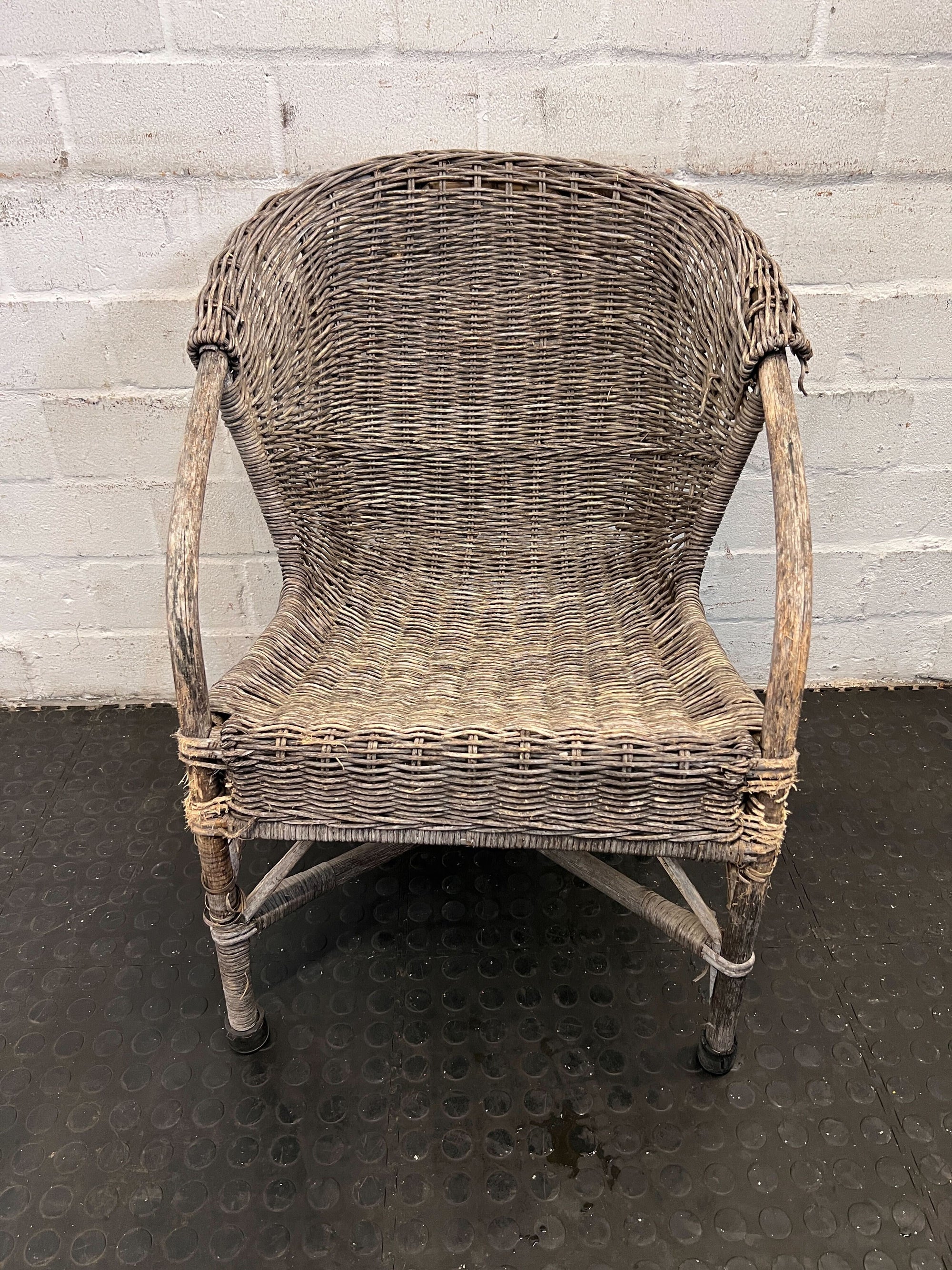 Rustic Wicker Armchair – Handwoven - Some wear