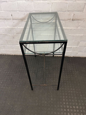 Elegant Black Frame Glass Console Table – Vintage Charm - Small glass chip