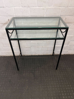 Elegant Black Frame Glass Console Table – Vintage Charm - Small glass chip