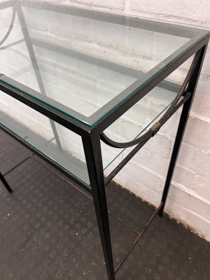 Elegant Black Frame Glass Console Table – Vintage Charm - Small glass chip