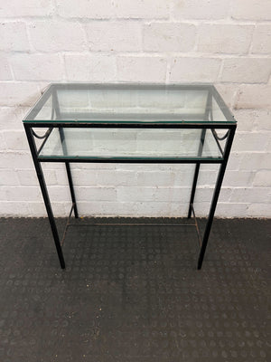 Elegant Black Frame Glass Console Table – Vintage Charm - Small glass chip