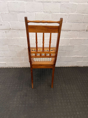 Rustic Wooden Dining Chair with Woven Seat – Vintage Charm