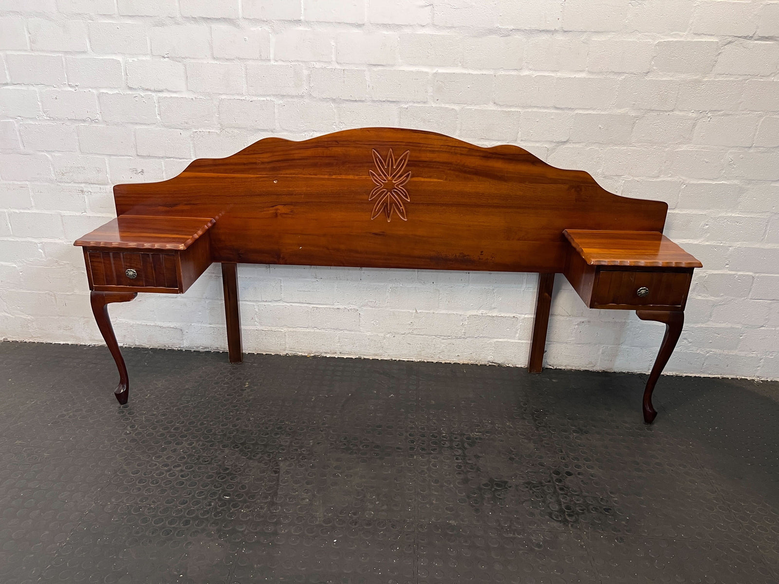 Elegant Vintage Veneer Mahogany Headboard – Stylish & Timeless - REDUCED