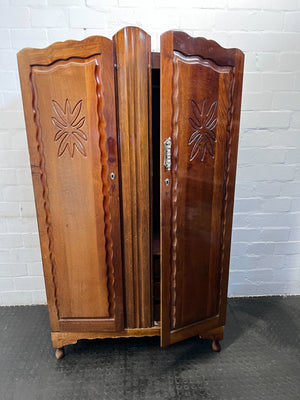 Vintage Solid Wood Wardrobe with Intricate Carvings – Timeless Charm - Some wear