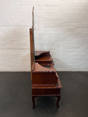 Vintage Cherry Wood Dressing Table with Triptych Mirror