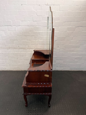 Vintage Cherry Wood Dressing Table with Triptych Mirror