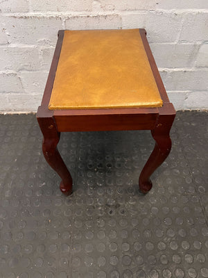 Vintage Wooden Accent Table with Yellow Faux Leather Top - Unique Touch