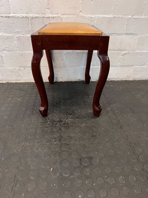 Vintage Wooden Accent Table with Yellow Faux Leather Top - Unique Touch