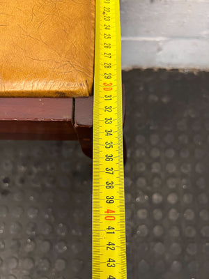 Vintage Wooden Accent Table with Yellow Faux Leather Top - Unique Touch