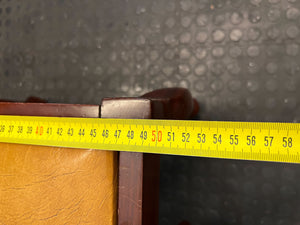 Vintage Wooden Accent Table with Yellow Faux Leather Top - Unique Touch