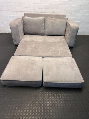 Modern Gray Fabric 2-Seater Sleeper Couch with Plush Cushions