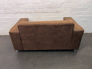 Compact Brown Fabric 2-Seater Couch - Comfortable & Versatile