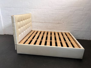 Elegant Cream Upholstered Double Bed Frame with Slatted Base