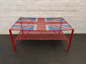Vintage Union Jack Coffee Table – Red & Blue Metal, Unique Design - 2ndhandwarehouse.com