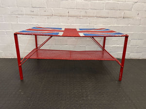 Vintage Union Jack Coffee Table – Red & Blue Metal, Unique Design - 2ndhandwarehouse.com
