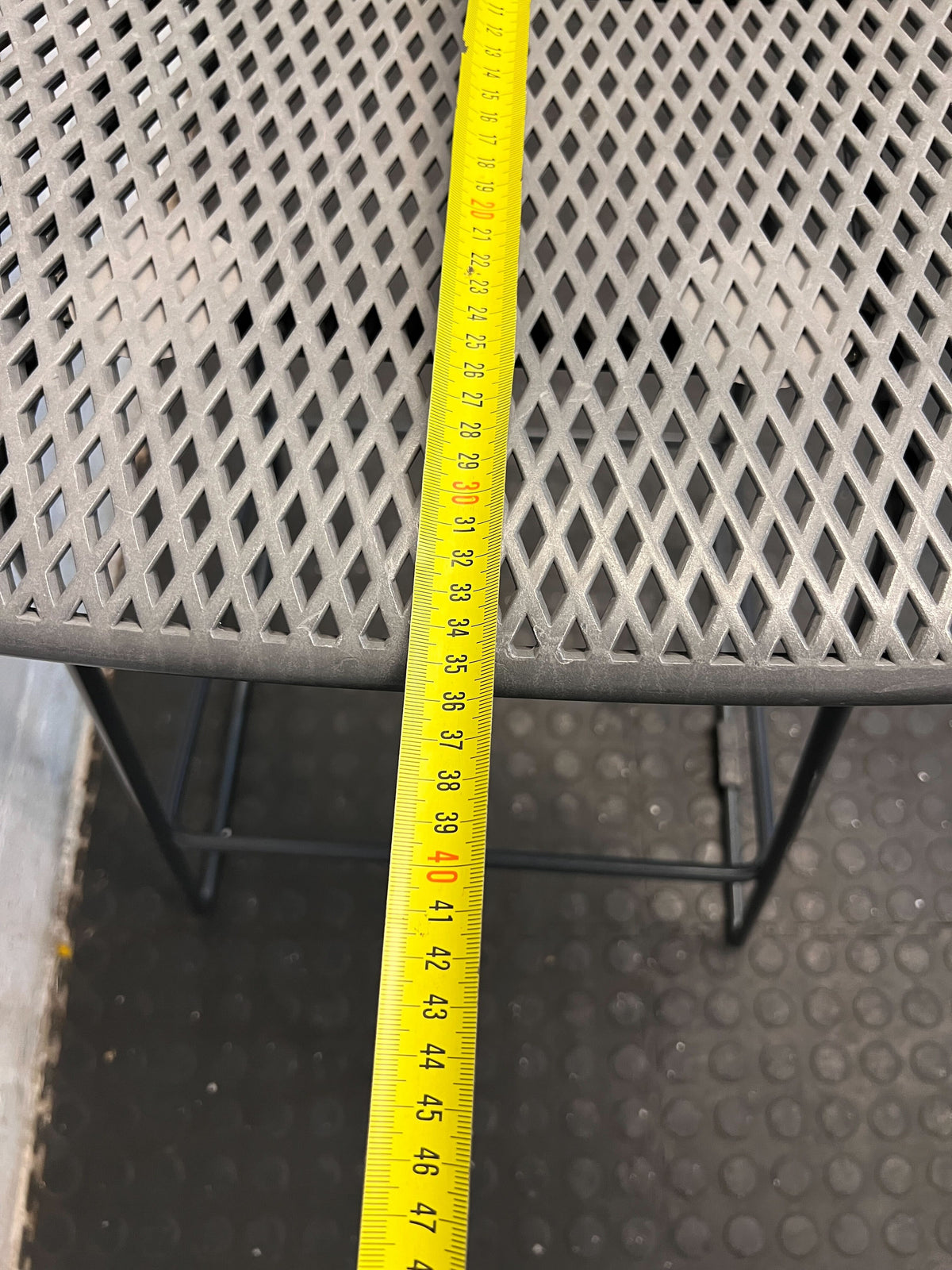 Stylish Grey Plastic Bar Stool with Black Metal Legs