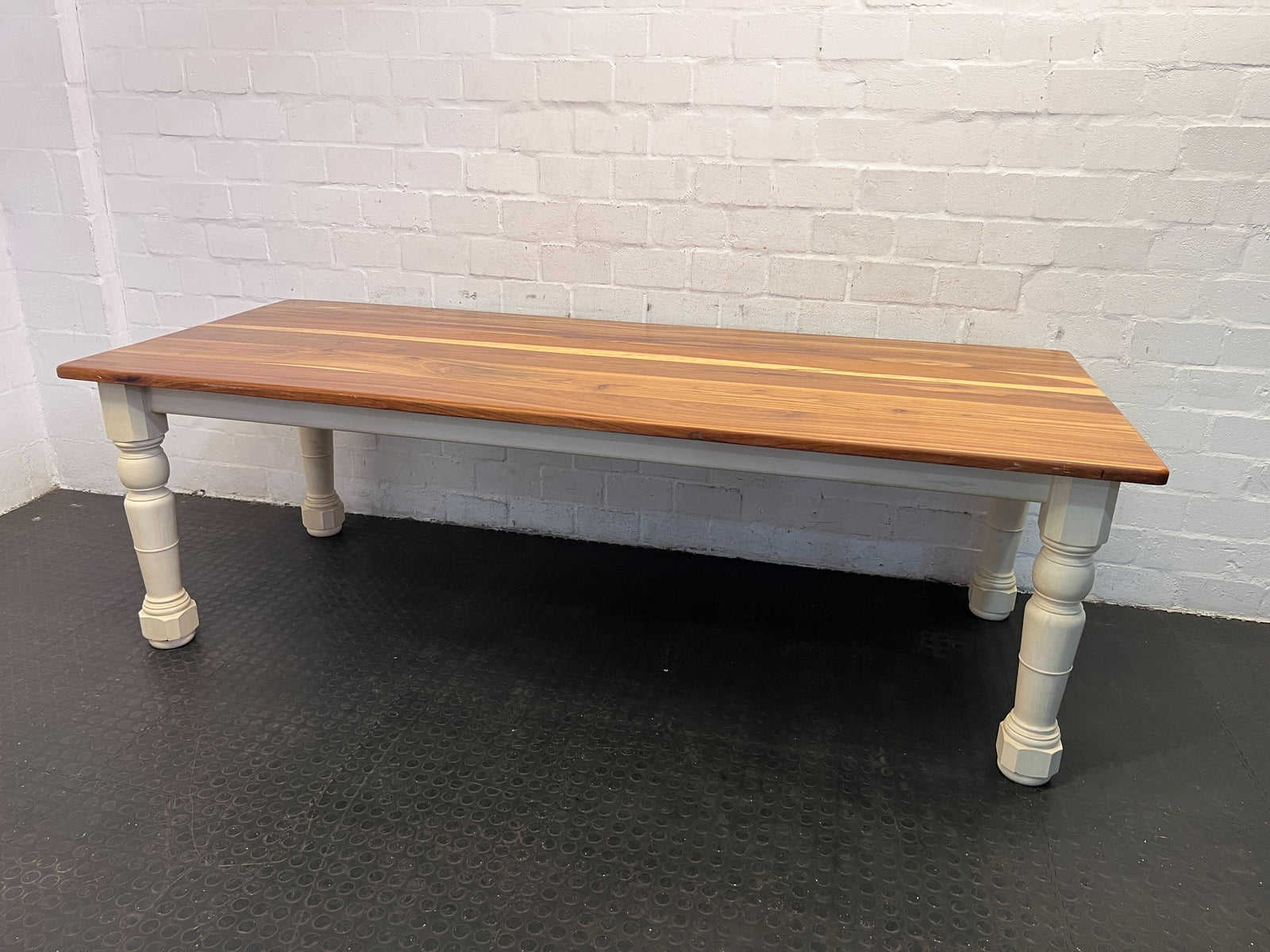 Rustic Wooden Dining Table with White Legs – Unique Handcrafted Design