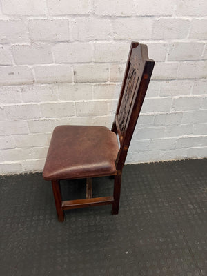 Rustic Wood and Leather Dining Chair – Vintage Charm - PRICE DROP - 2ndhandwarehouse.com