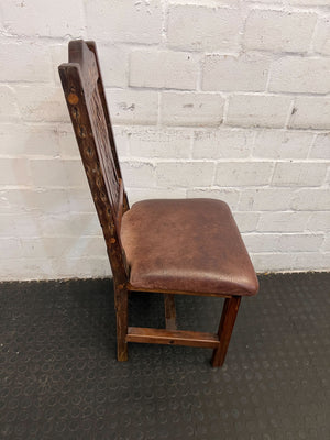 Rustic Wood and Leather Dining Chair – Vintage Charm - PRICE DROP - 2ndhandwarehouse.com